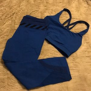 Lululemon crop and matching sports bra.